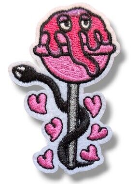 NWT Goth Punk Pink Lollipop Wrapped in Black Snake Iron On Patch